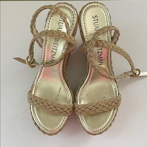 Stuart Weitzman wrap around espadrille wedges